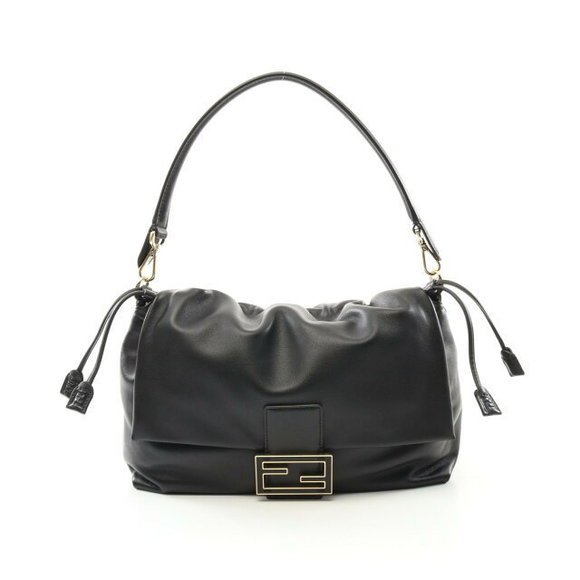 FENDI Mamma Baguette Shoulder Bag Leather Black - Picture 1 of 4